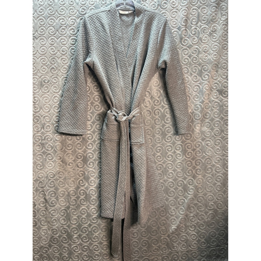 Nordstrom Lingerie Women's Medium Gray Quilted Robe Lightweight Comfy Loungewear